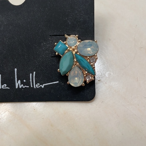 Nicole Miller Gold and Stone Stud Earrings - Picture 4 of 4